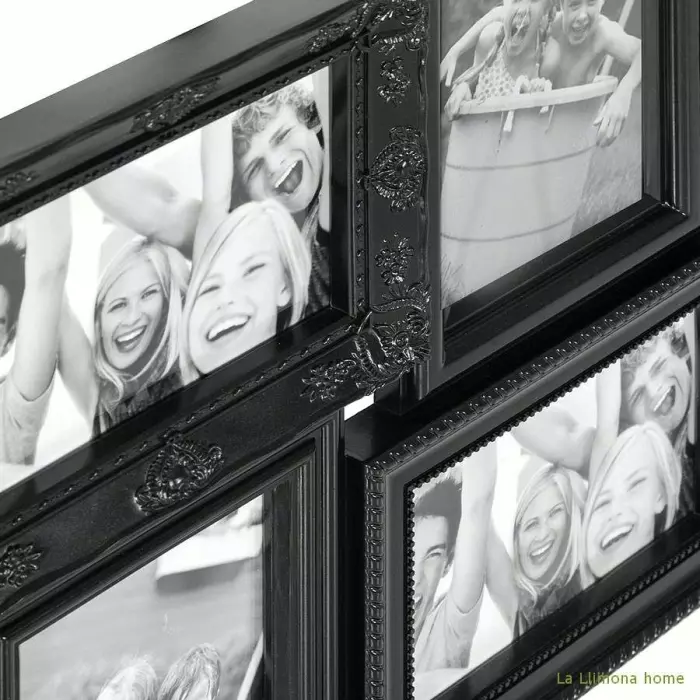 Marco para 8 Fotos de Pared múltiple, decoración del hogar. Multimarco  portafotos color negro 36,5 x 68 x 2,5 cm