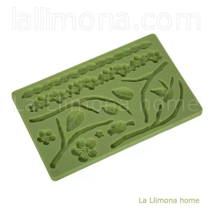 Molde silicona ramas rectangular verde