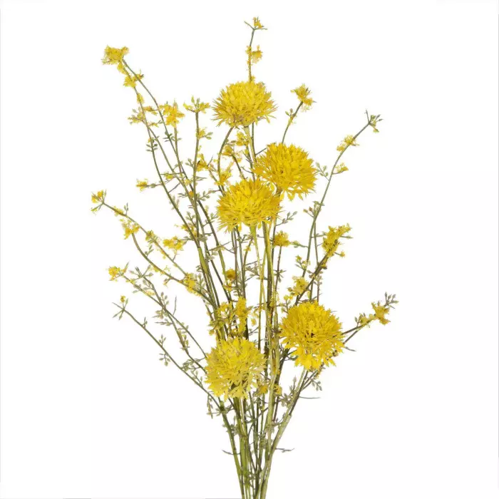 Rama artificial allium amarillo silvestre. Flores artificiales