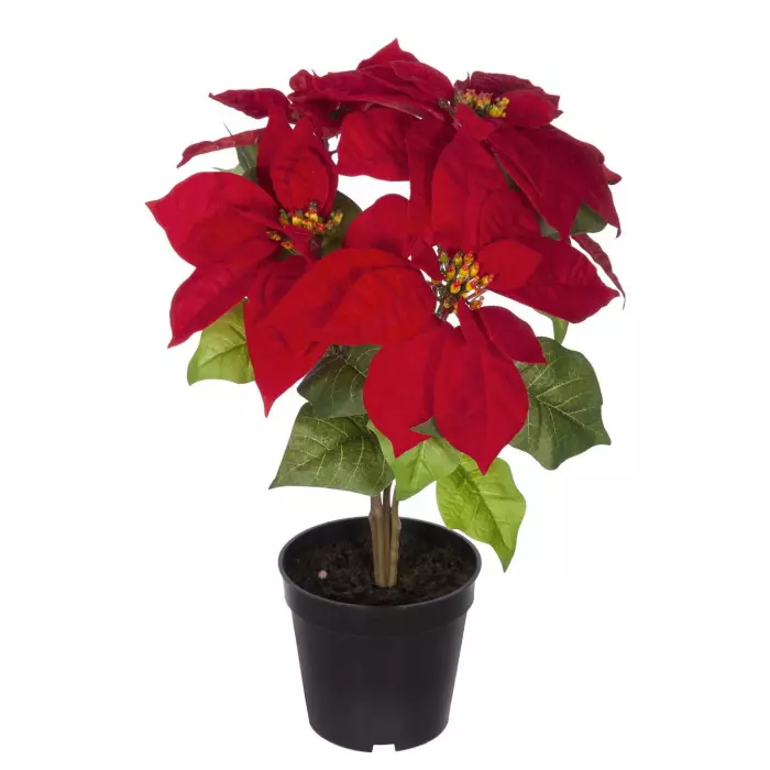 Planta poinsettia artificial roja maceta 45