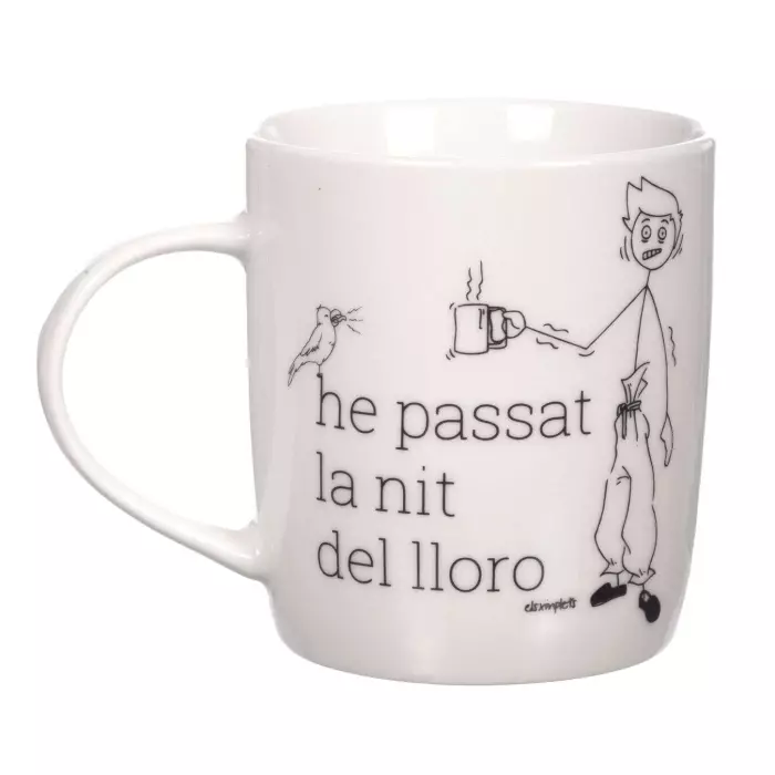 Taza Els Ximplets 'Tassa He passat la nit del lloro' · Tazas con mensaje