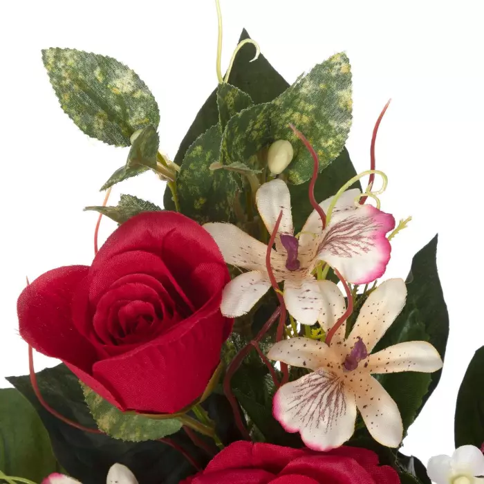Ramo para el cementerio artificial phalaenopsis blanca y rosas rojas