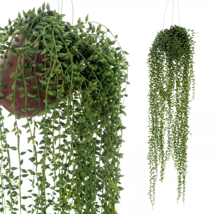 Seneci colgante verde artificial · Plantas colgantes artificiales