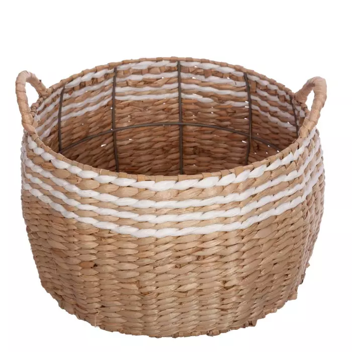 Cesta cubremacetas blanca beige 23 · Macetas y Jardín