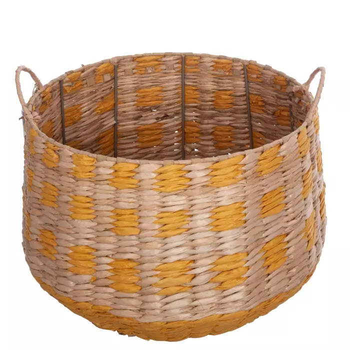 Cesta cubremacetas amarilla beige 26 · Macetas y Jardín