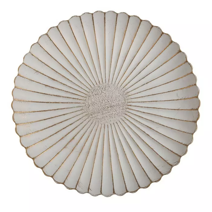 Bandeja madera redonda shell blanco oro 32 · Decoració y complementos