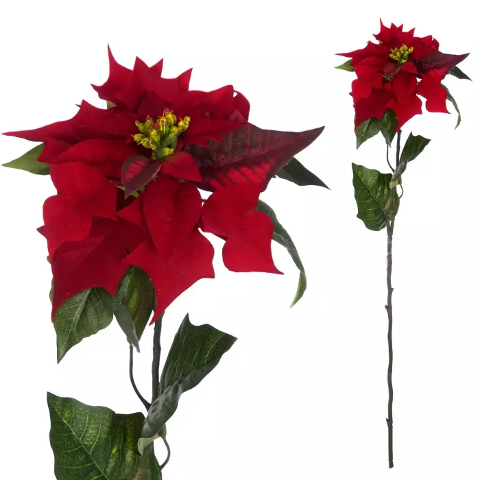 Rama poinsettia artificial roja 62 · Hojas y ramas artificiales