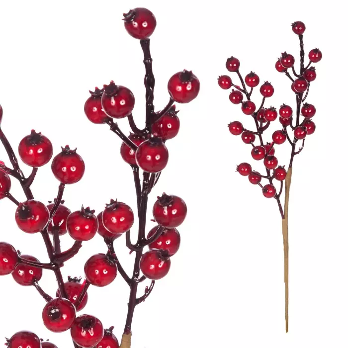 Pick berries artificiales rojos 28 · Hojas y ramas artificiales