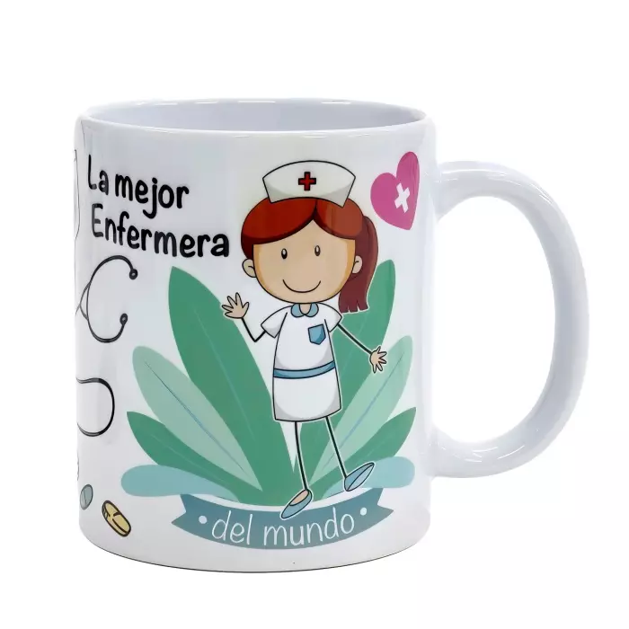 Taza oficios o profesión La mejor enfermera del mundo cofia