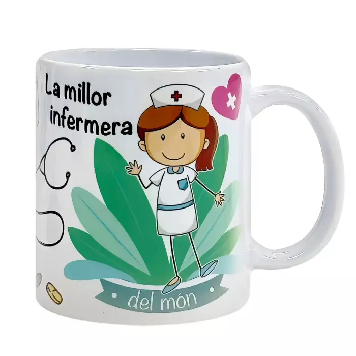 Taza oficios o profesión La millor infermera del món cofia