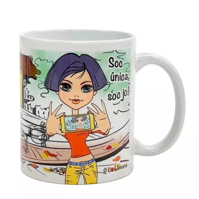 Taza con mensaje Soc única, soc jo!