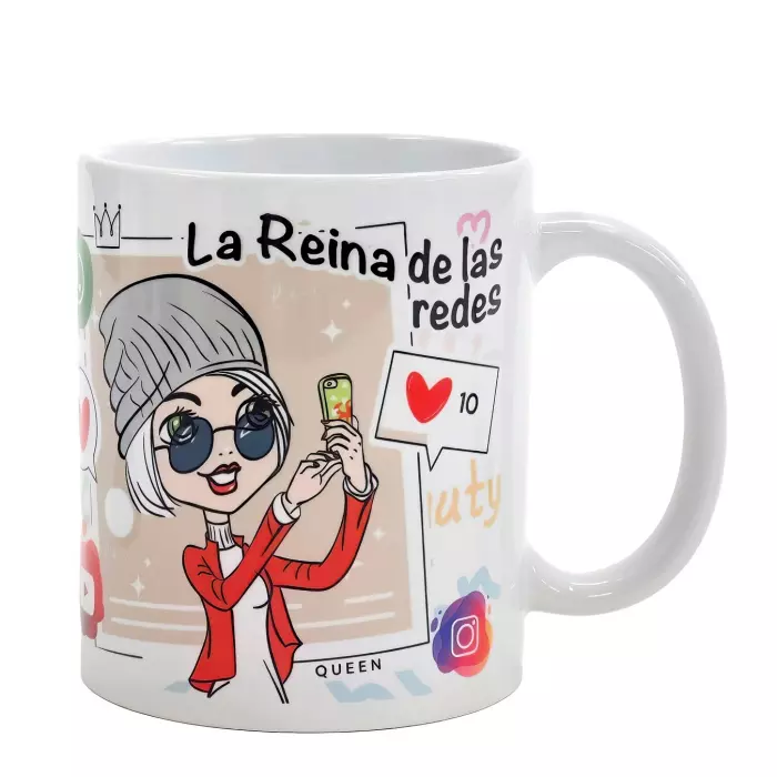 Taza con mensaje La Reina de las redes