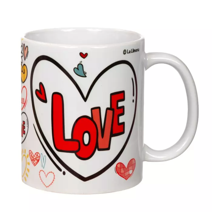 Taza con mensaje Love corazón