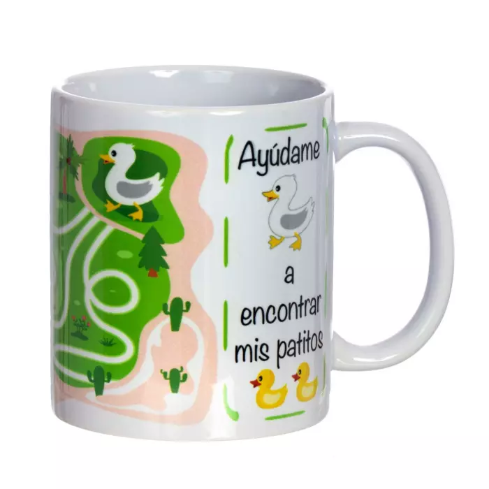 Taza con mensaje Laberinto patitos