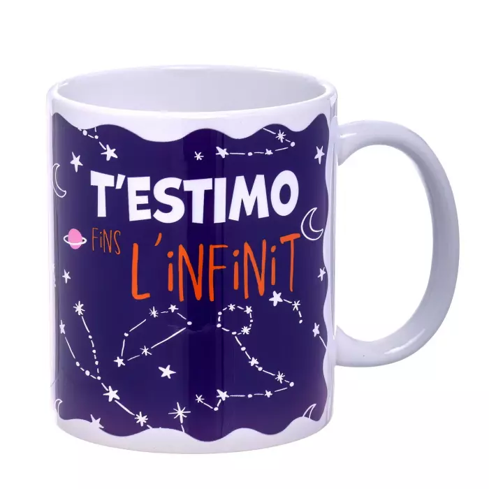 Taza con mensaje Testimo fins linfinit