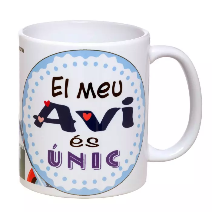 Taza con mensaje El meu avi és únic