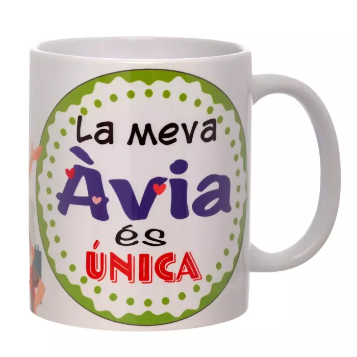 Taza con mensaje La meva àvia és única