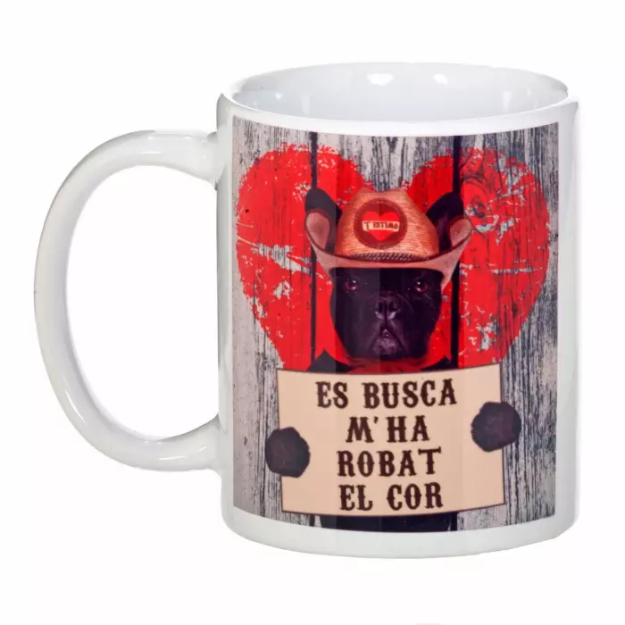 Taza animales 'Es busca m'ha robat el cor' L'Informal · Tazas con mensaje