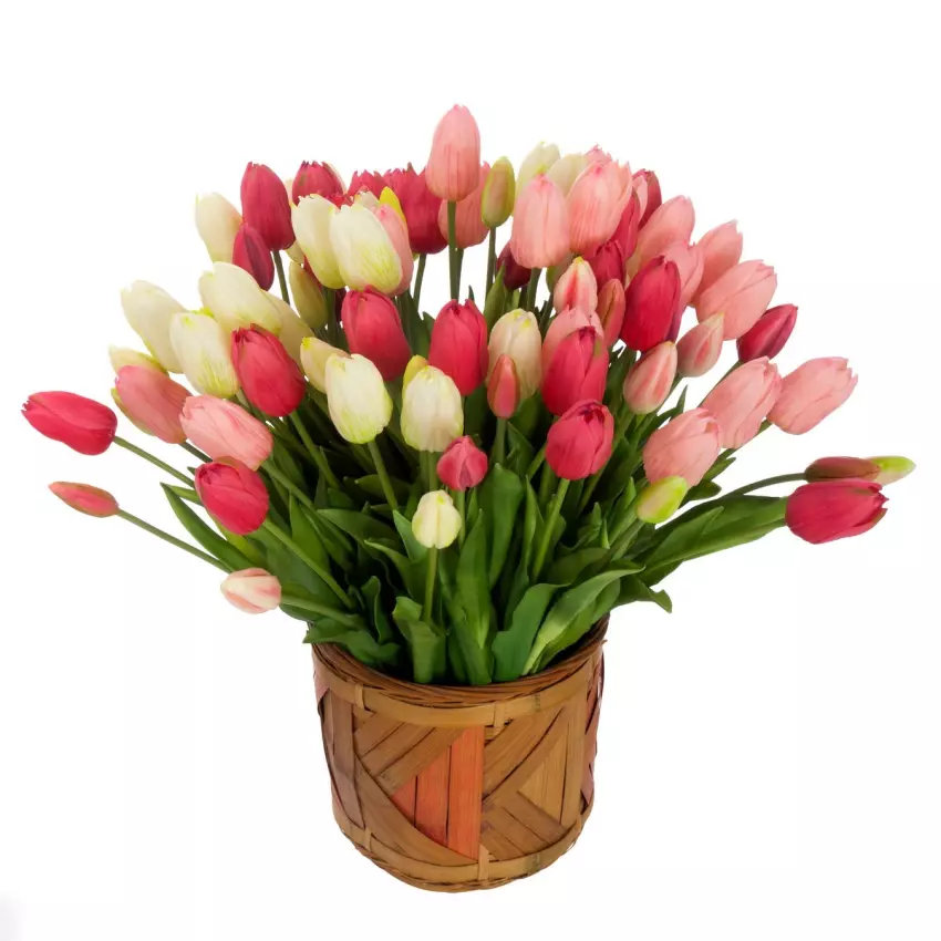 Ramo atado tulipanes artificiales rosa 45. Ramos flores artificiales