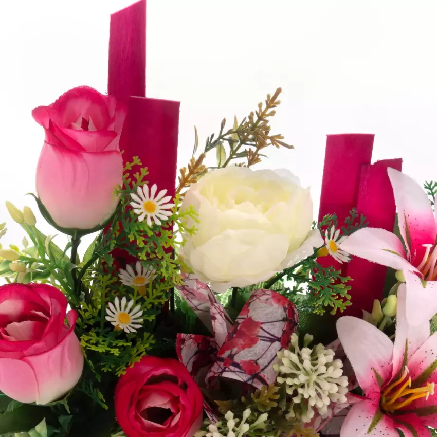 Arreglos florales - Jardinera cerámica rosas artificiales rosadas 19 - La  Llimona 