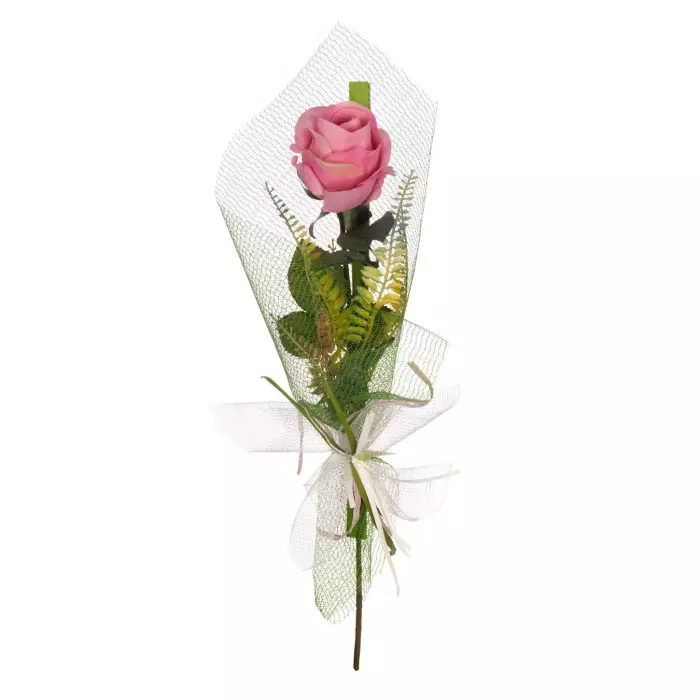 Ramo artificial rosa malva con hojas y malla 52. Arreglos florales