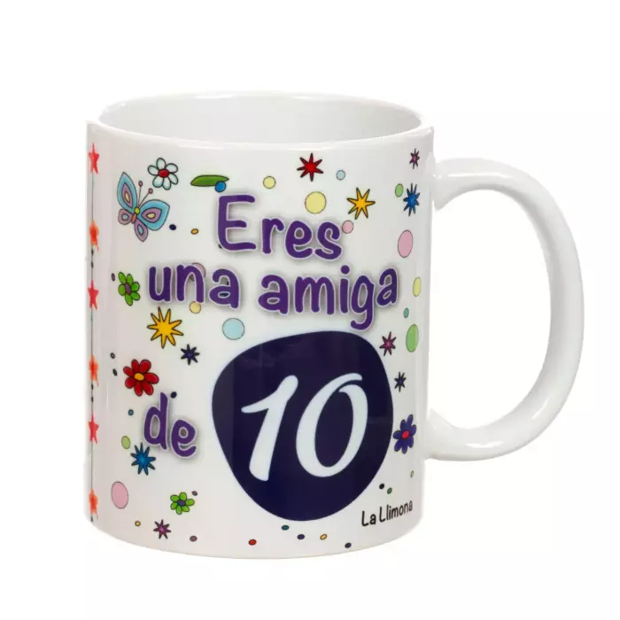 Taza con mensaje 'Eres una amiga de 10'