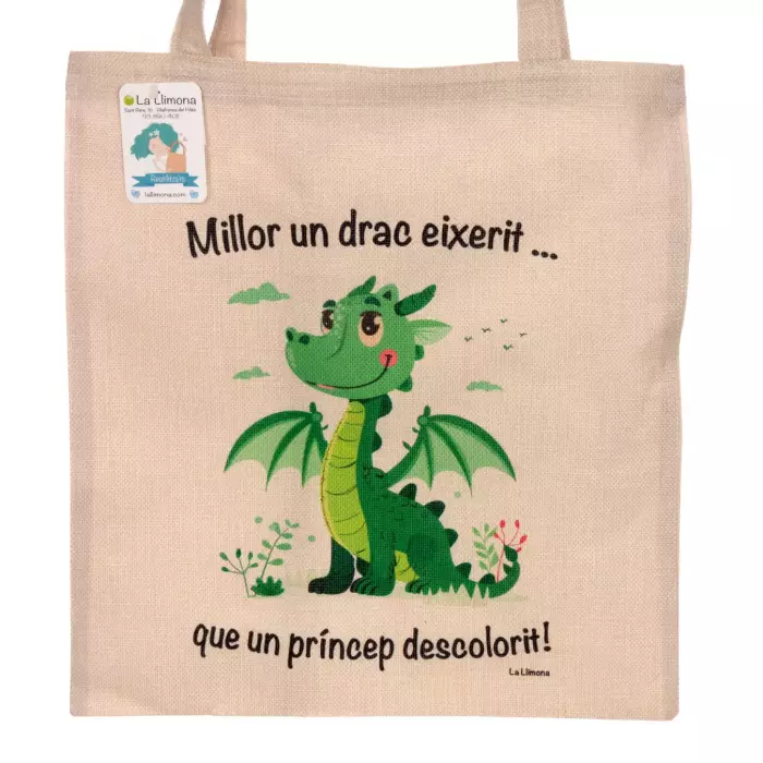 Tote Bag 'Millor un drac eixerit'. Bolsa de asas. Bolsas multiusos