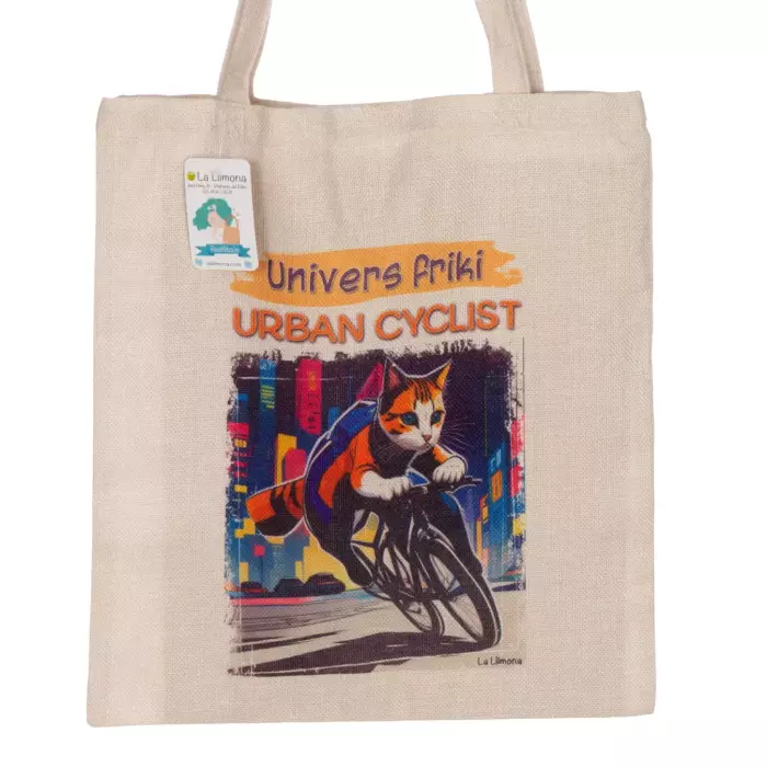 Tote bag 'Urban Cyclist'. Bolsa de asas. Bolsas multiusos