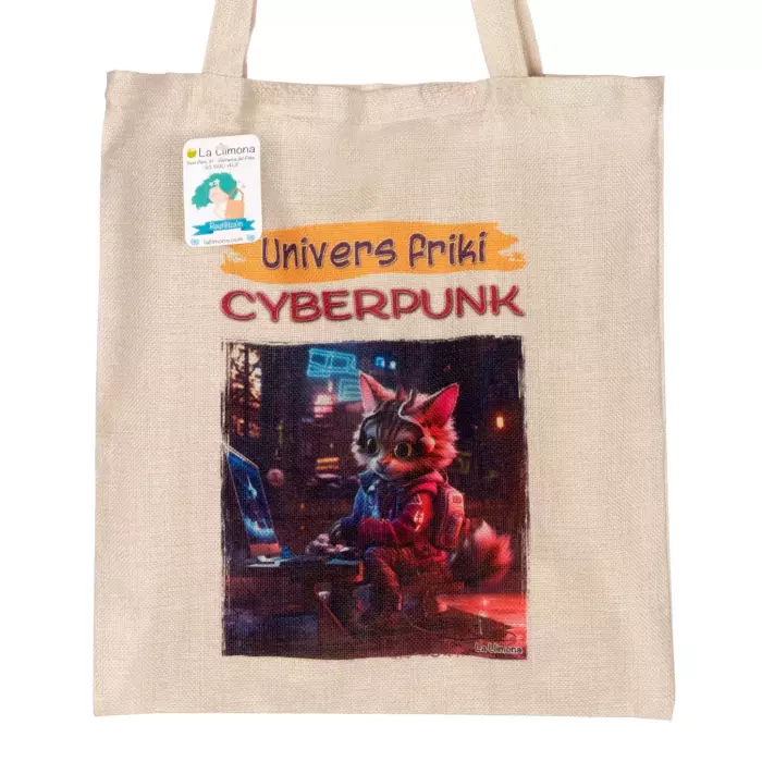 Tote bag 'Cyber Punk'. Bolsa de asas. Bolsas multiusos