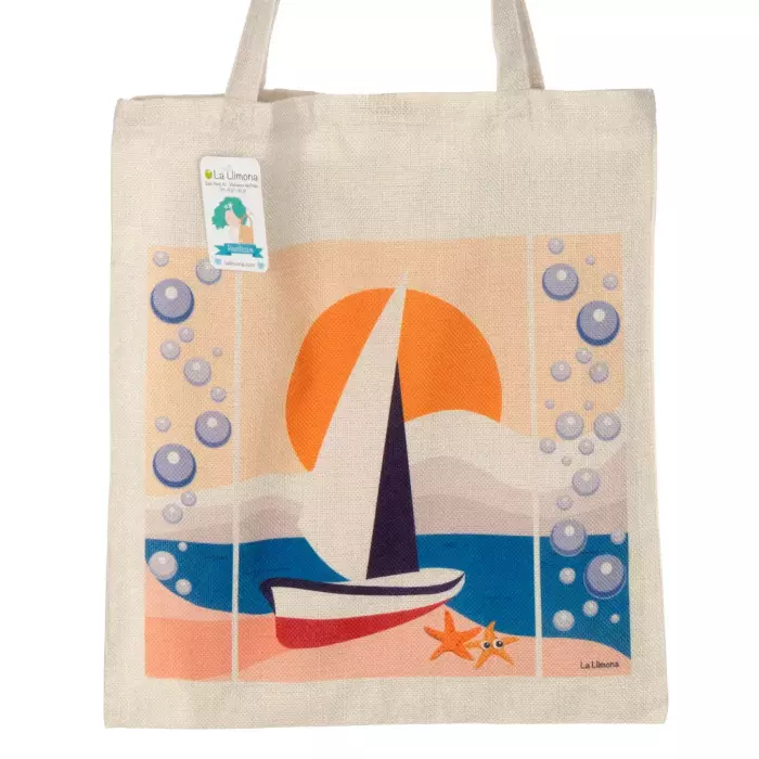 Tote bag 'Barco Playa'. Bolsa de asas. Bolsas multiusos