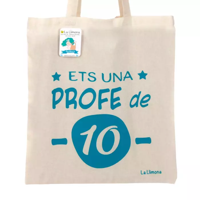 Tote bag 'Ets una Profe de 10' Turquesa Bolsa de asas Bolsas multiusos