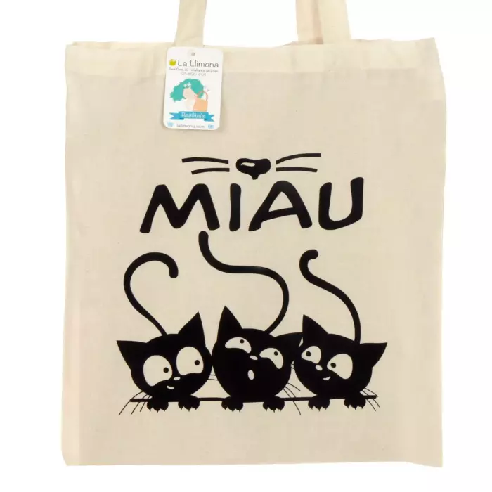 Tote bag 'Miau'. Bolsa de asas. Bolsas multiusos