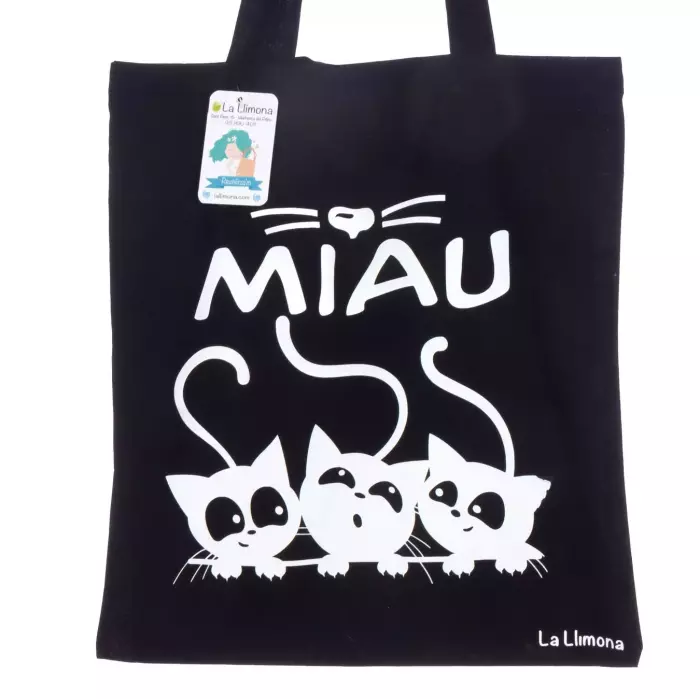 Tote bag 'Miau'. Bolsa de asas. Bolsas multiusos