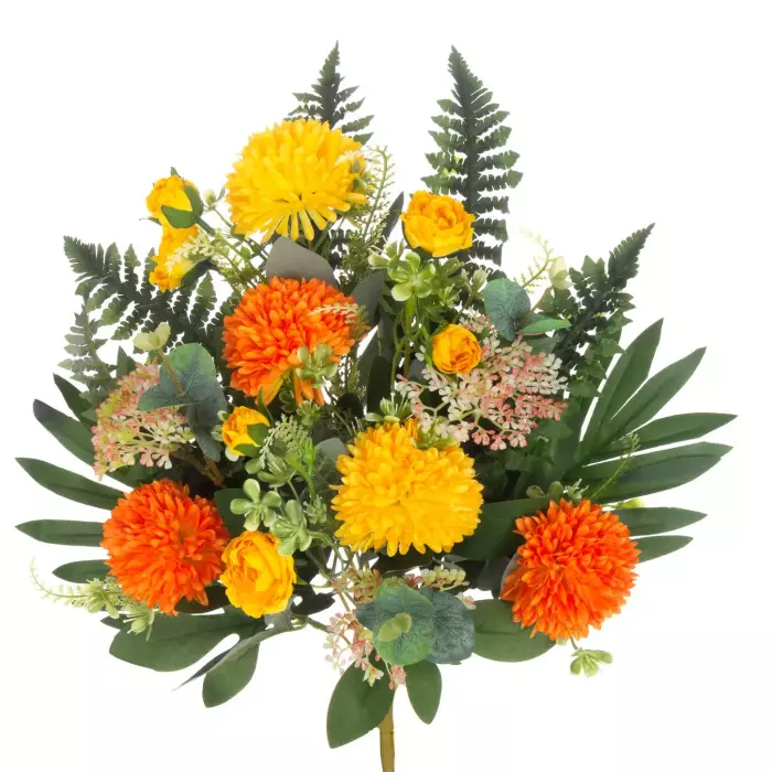 Ramo pom pom artificiales naranja amarillo 55. Ramos cementerio