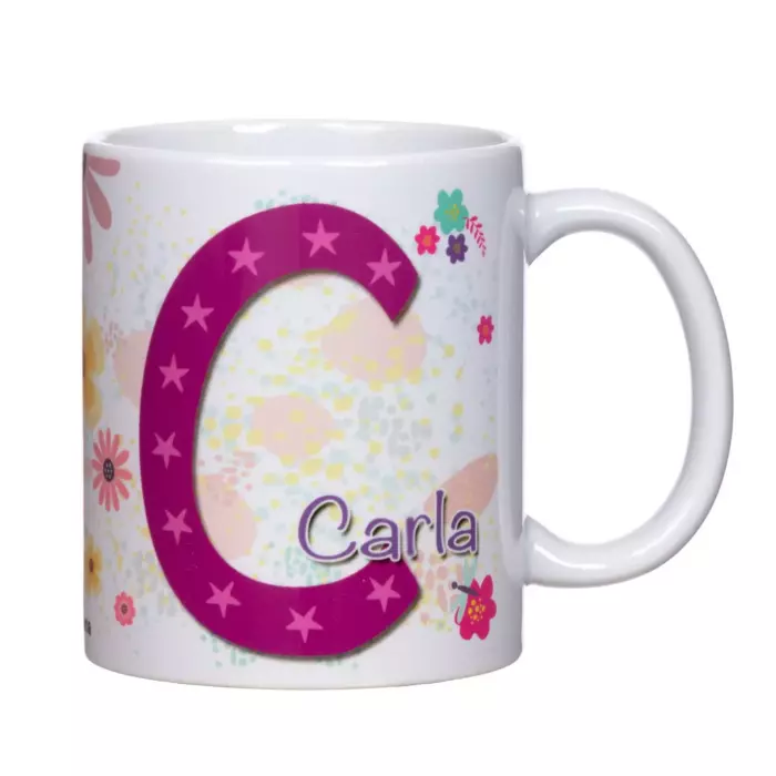 Taza con inicial y nombre 'Carla'