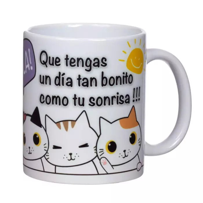 Taza con mensaje 'Que tengas un día tan bonito como tu sonrisa!!!'